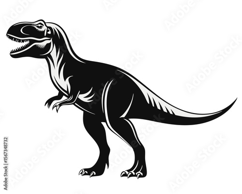 Striking tyrannosaurus rex silhouette a powerful prehistoric reptile design ideal for branding and symbolic applications featuring bold outline and clean lines for versatile use