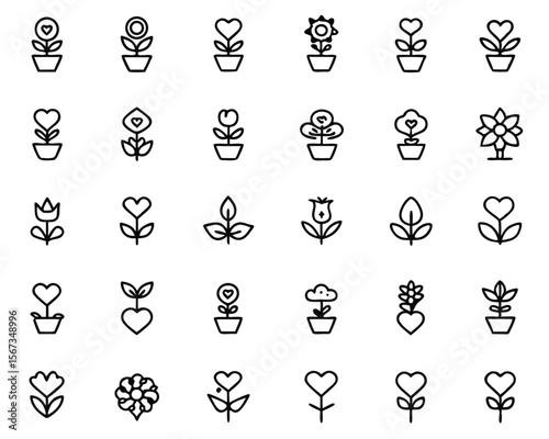Botanical heart symbol collection a trio of distinctive designs featuring greenery and affectionate emblems for your creative projects