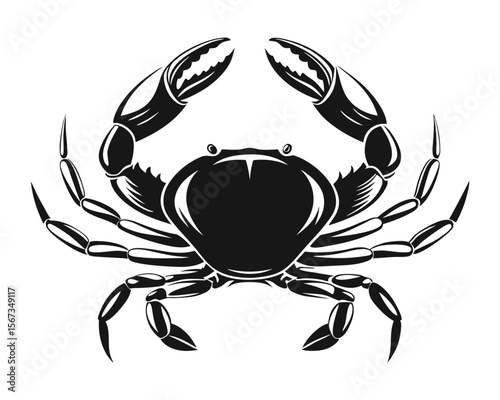 Striking black and yellow crab silhouette a bold crustacean outline perfect for nautical themes seafood branding or coastal decor presented as a clean graphic