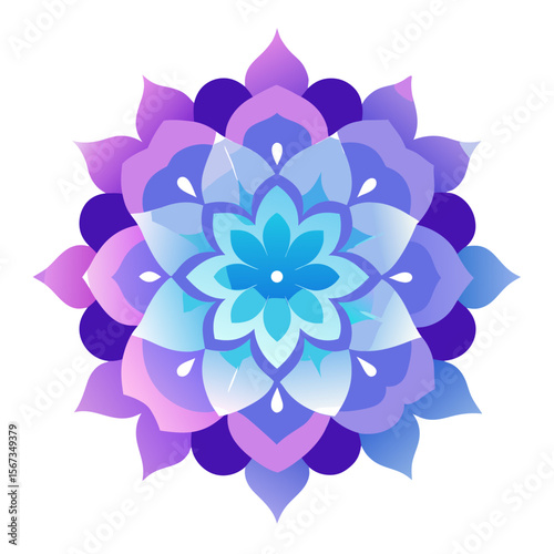 Dreamlike mandala blending misty hues of blue and purple in a surreal, meditative form.