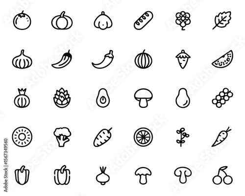 A vibrant collection of essential produce graphics featuring a ripe tomato crisp cucumber and aromatic onion perfect for culinary or healthy lifestyle themes