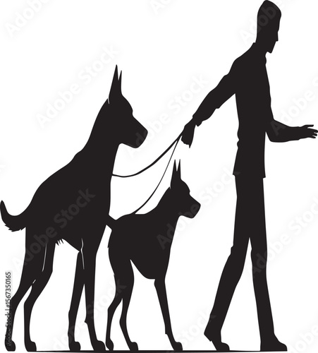 a man with dogs silhouette