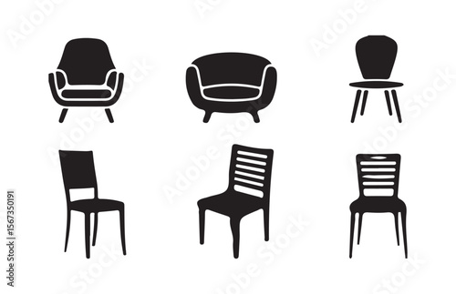 Variety of Seating Icons – Vector Design Elements. Vector Illustration