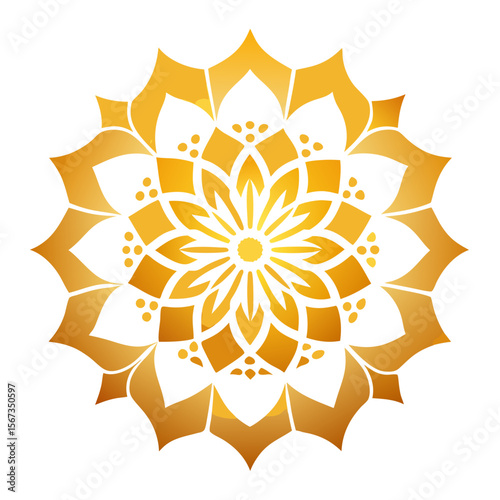 Fading Golden Gradient Mandala on White for Elegant Stationery