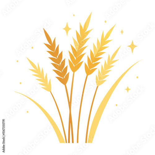 Golden grasses glowing softly vector icon on white background.