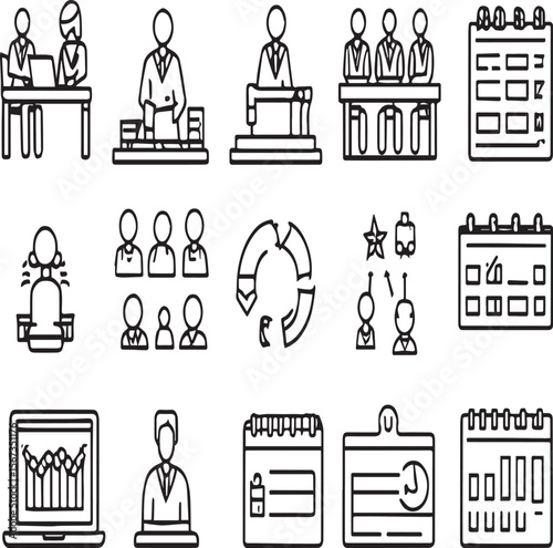 business management icons set