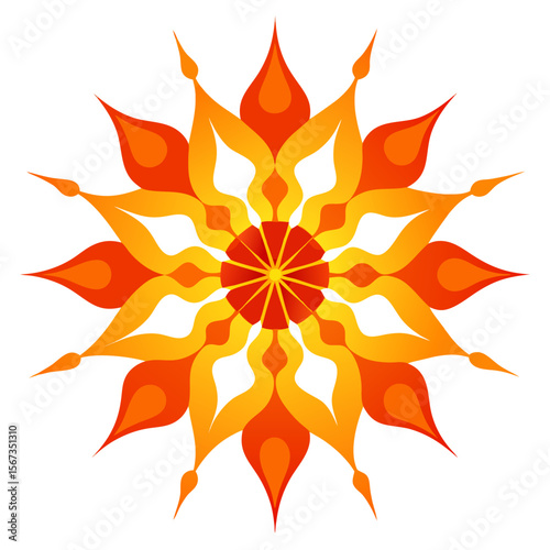 Fractal Solar Mandala in Symmetrical Flame Patterns and Digital Energy