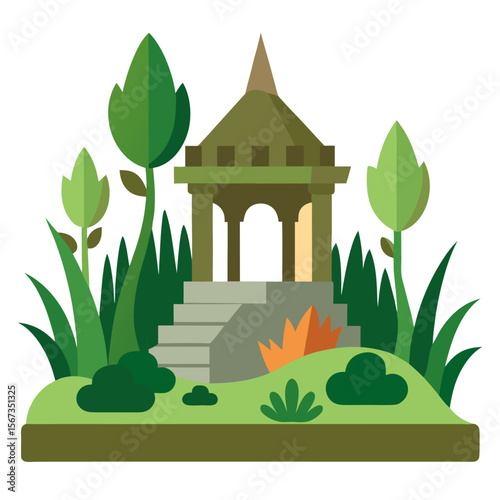 An old neglected garden vector icon on white background.