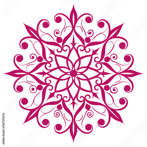Elegant Filigree Lace Mandala with Vines and Curls for Mindful Coloring