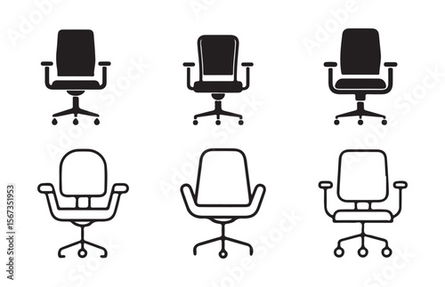 Office Chair Silhouette Set – Vector Illustration