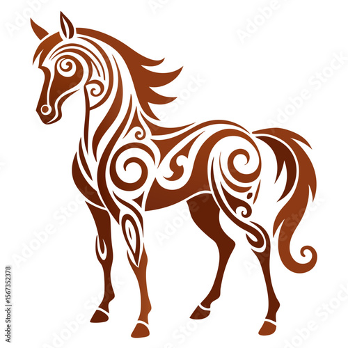 Stylized Horse Portrait Formed with Mandala Filigree and Tribal Curves
