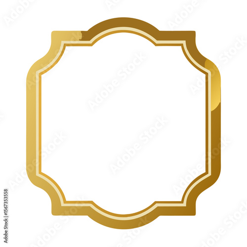 Brass and glass sleek polished brass frame vector icon on white background.