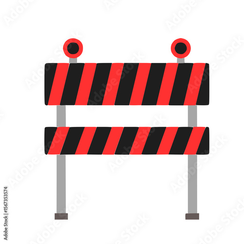 Construction Barrier icon- Roadwork warning sign with stripes.