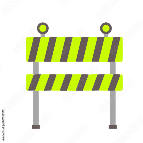 Construction Barrier icon- Roadwork warning sign with stripes.