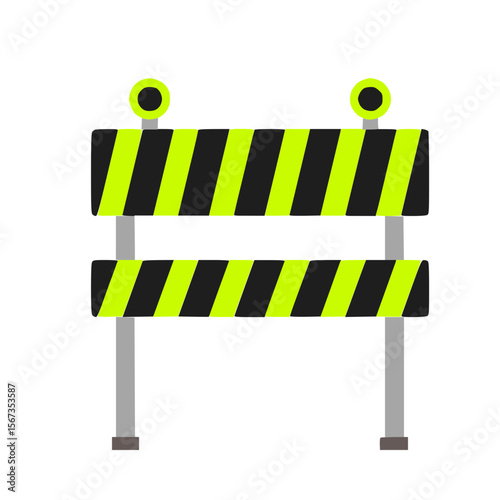 Construction Barrier icon- Roadwork warning sign with stripes.