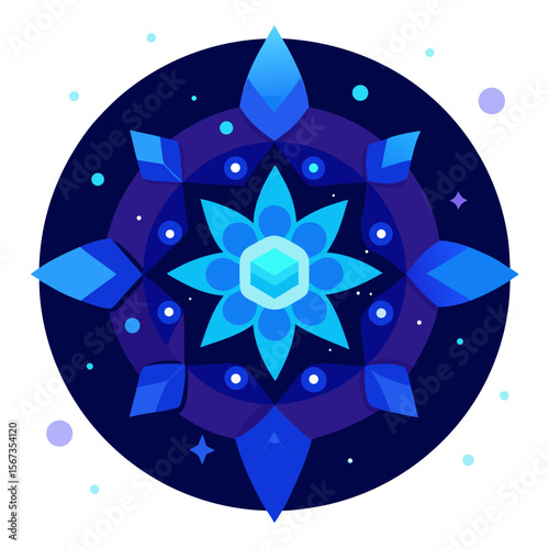 Radial petal mandala with defined outlines and structured layers, conveying unity and peaceful design.