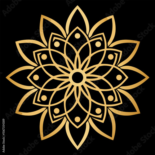 Radial petal mandala with defined outlines and structured layers, conveying unity and peaceful design.