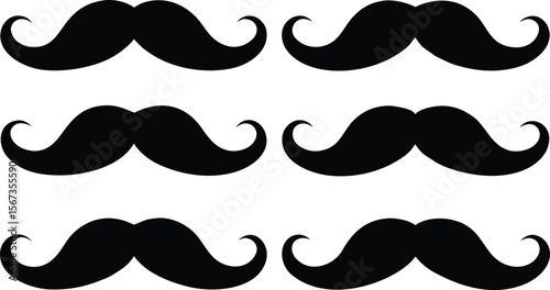 Set of mustache silhouette vector, Silhouettes of moustache vector collection