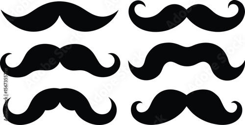 Set of mustache silhouette vector, Silhouettes of moustache vector collection