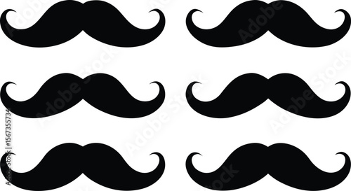 Set of mustache silhouette vector, Silhouettes of moustache vector collection