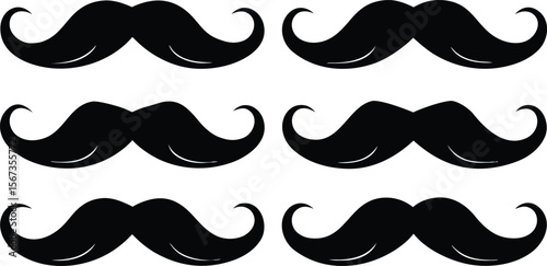 Set of mustache silhouette vector, Silhouettes of moustache vector collection