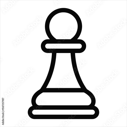 Chess Pawn Icon Simple Line Art Vector Illustration