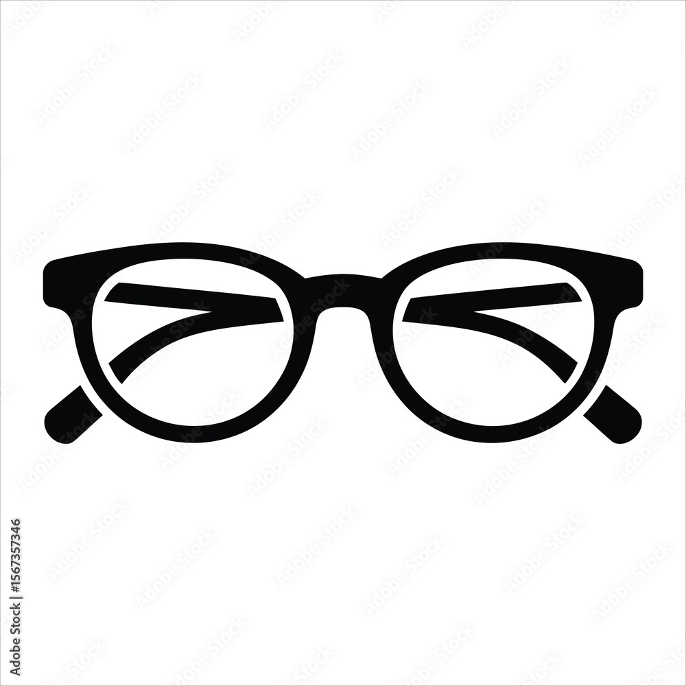Fototapeta premium Classic Round Eyeglasses Vector Illustration Simple Black Frame Design