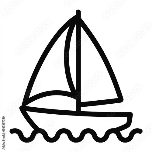 Simple Line Art Sailboat Icon Vector Illustration for Nautical Designs