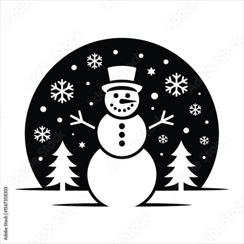 Charming Snowman Illustration Winter Holiday Vector Graphic Design, EPS Format