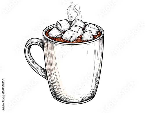 Hot Cocoa Illustration Marshmallows Mug