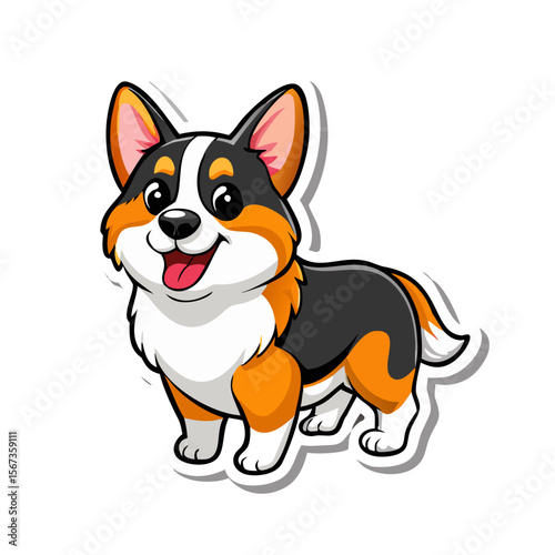 Cute Cartoon Corgi Dog Illustration | Happy Puppy Character Clipart | Adorable Pet Animal Art for Stickers, Kids Prints, and Merchandise


