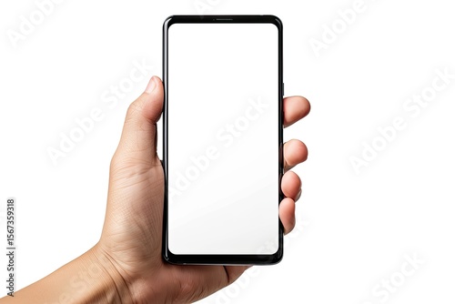 Flawless Visual of Hand Holding Google Pixel 8 Mockup on White Background