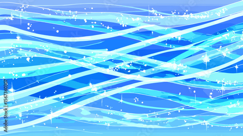 涼しげな雰囲気の青い曲線のイラスト