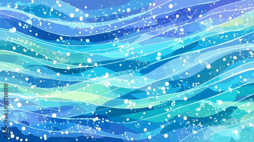 涼しげな雰囲気の青い曲線のイラスト