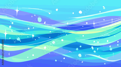涼しげな雰囲気の青い曲線のイラスト