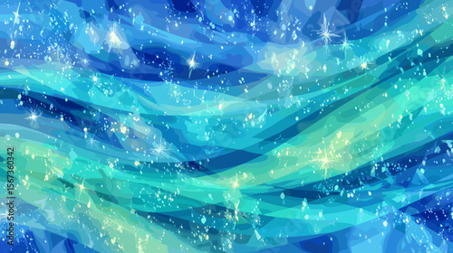 涼しげな雰囲気の青い曲線のイラスト