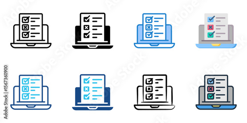 Skills assessment icon set multiple style collection 
