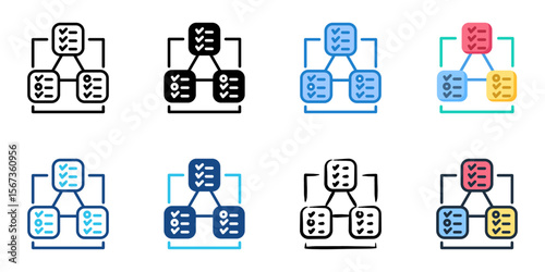 Assessment framework icon set multiple style collection 
