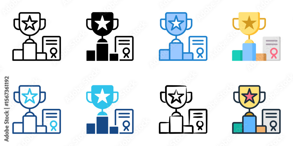 Fototapeta premium Achievement icon set multiple style collection 