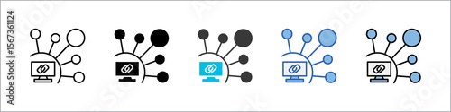 Computer Network Icon Pack Multistyle Illustration