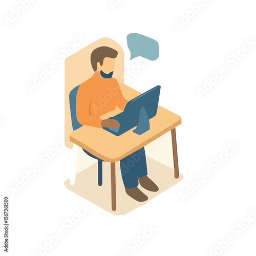 man working with laptop