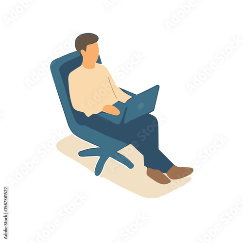 man working with laptop