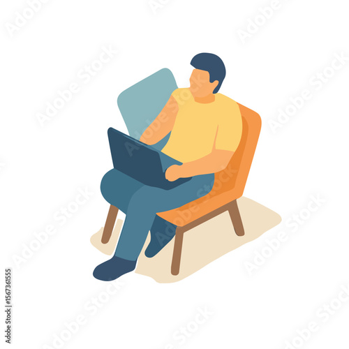 man working with laptop