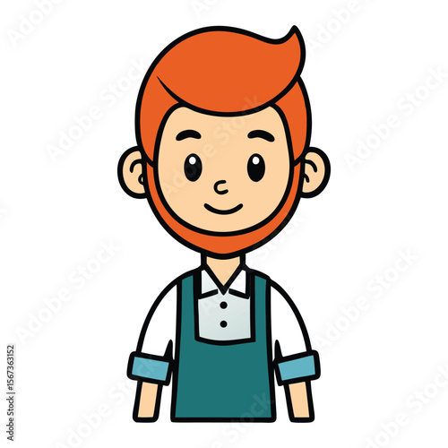 A cheerful cartoon hair stylist with scissors and comb, ready to create trendy hairstyles and bring smiles with fun, colorful haircuts and stylish flair.
