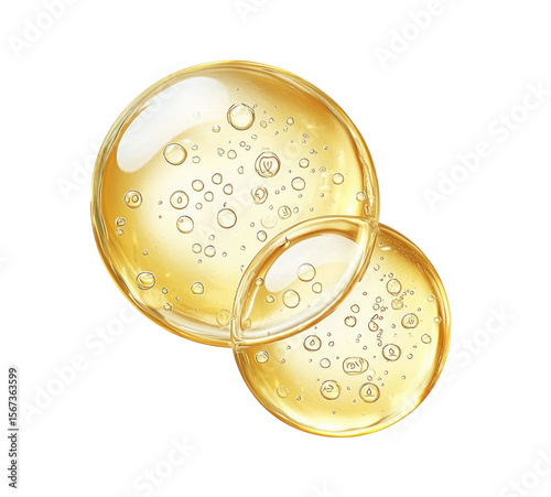 two yellow bubbles isolated on a transparent background