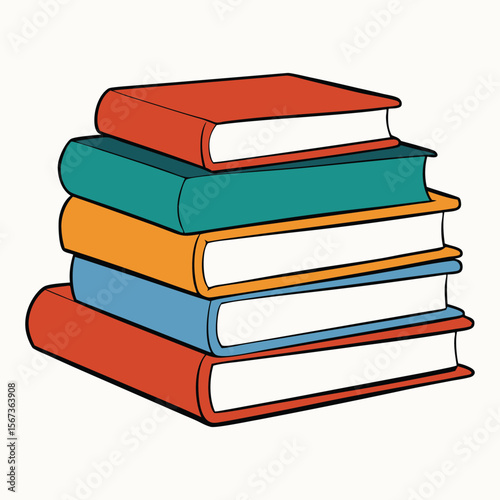 A neat stack of colorful books piled high, each spine telling a story, inviting you to dive into worlds of knowledge, adventure, and imagination.
