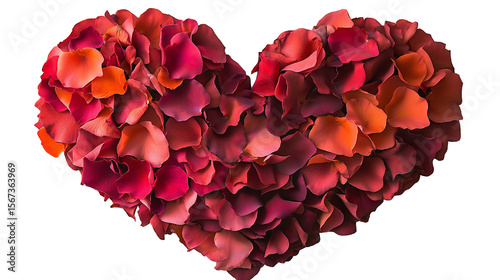 Wallpaper Mural heart made of red rose petals.A heart shape is formed from many red and orange rose petals against a black background. This image features a transparent background, making it versatile for various des Torontodigital.ca