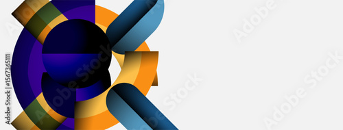 Abstract design features colorful overlapping circles. Gradient shades create depth, modern aesthetic. Minimalist composition, vibrant hues.