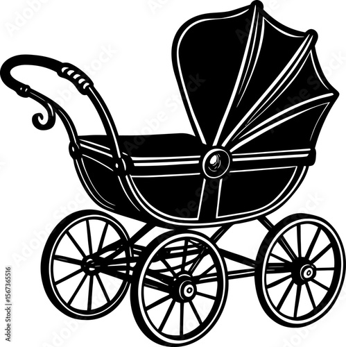 baby carriage on a white background