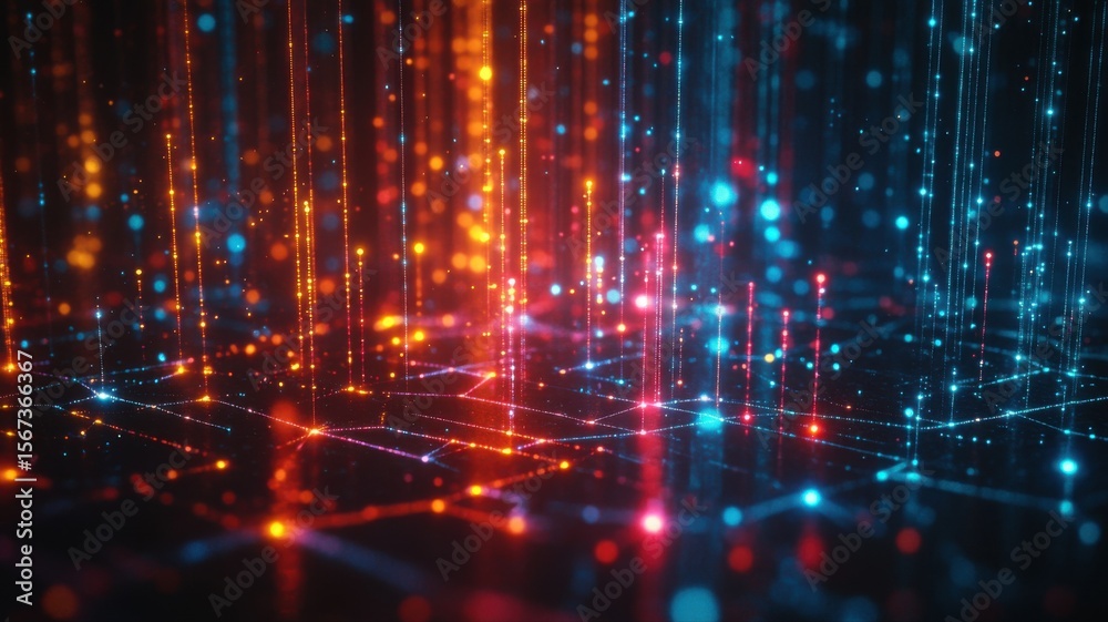 Obraz premium Abstract Futuristic Data Network Digital Connections data network digital abstract futuristic grid